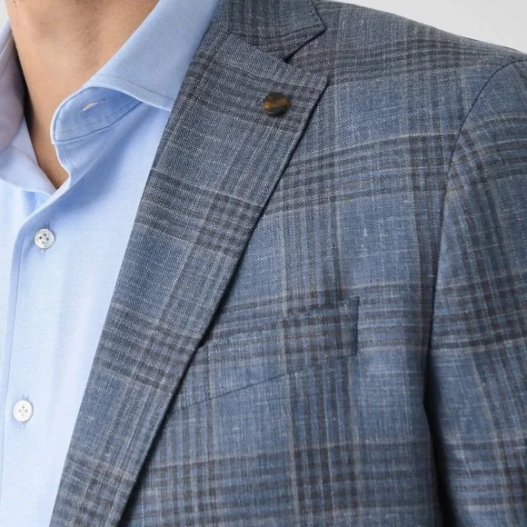 Peter Millar Ames Plaid Soft Jacket Sport Coat Blazer Blue Pearl 42R NWT - Picture 6 of 14